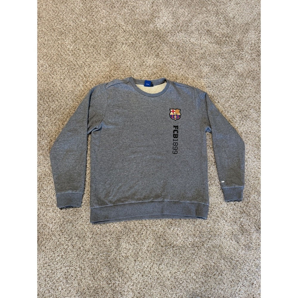 FC Barcelona Crewneck Sweatshirt Mens Large Gray Logo Pullover Soccer